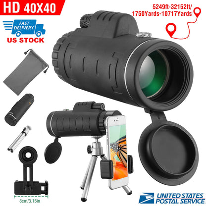40x40 Monocular Telescope with Phone Adapter and Tripod