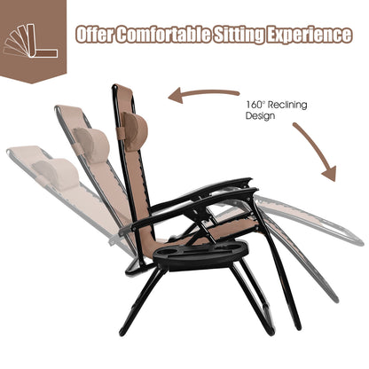 Zero Gravity Folding Lounge Chair Set of 2 with Pillow