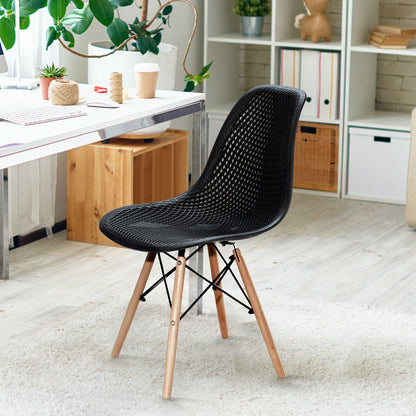 Modern Hollow Dining Chairs Set of 4 with Wood Legs