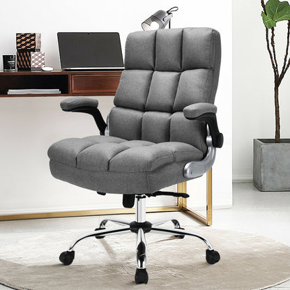 High Back Swivel Office Chair with Flip-Up Arms - 400 lbs