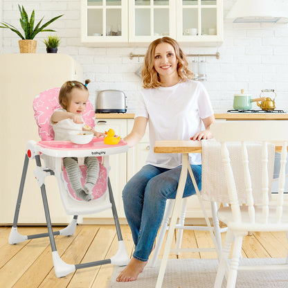 Folding Baby High Chair with 6-Level Height Adjustment