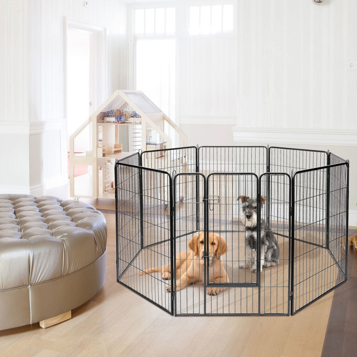 8 Metal Panel Heavy Duty Pet Playpen Dog Fence with Door