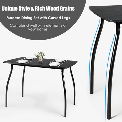 5-Piece Dining Table Set with 4 Chairs and Steel Frame