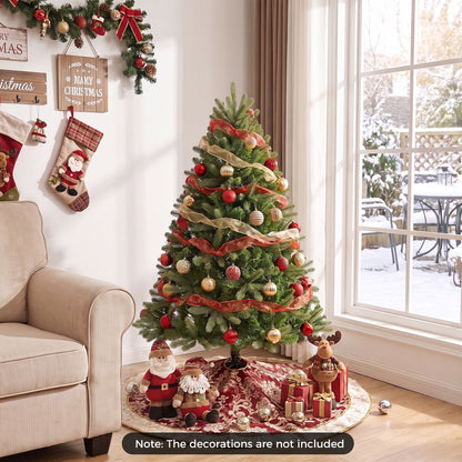 4.5 FT Pre-Lit Artificial Christmas Tree with 450 Warm White LED Lights and 525 PVC & PE Branch Tips