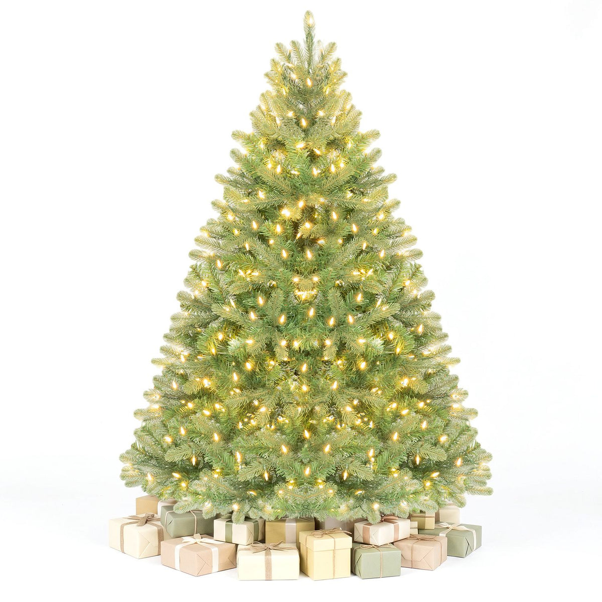 4.5 FT Pre-Lit Artificial Christmas Tree with 450 Warm White LED Lights and 525 PVC & PE Branch Tips