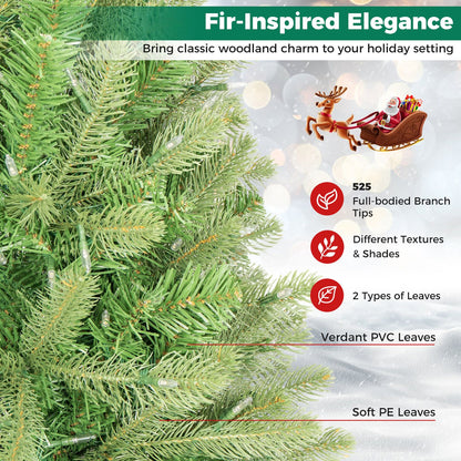 4.5 FT Pre-Lit Artificial Christmas Tree with 450 Warm White LED Lights and 525 PVC & PE Branch Tips