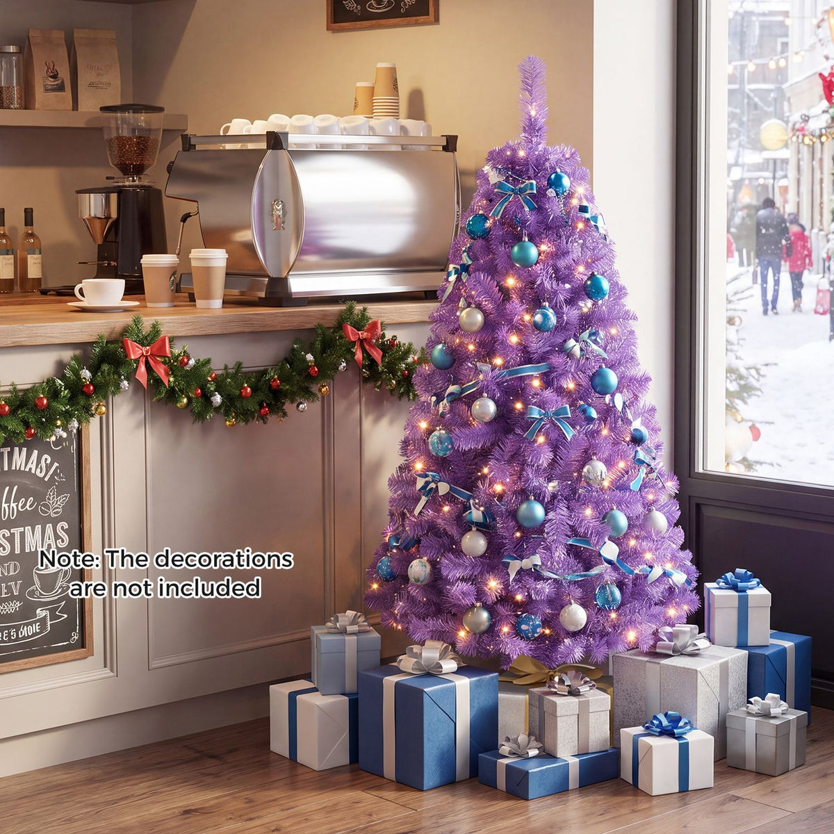 6 FT Pre-Lit Purple Christmas Tree with 500/250/140/750 Warm White LED Lights