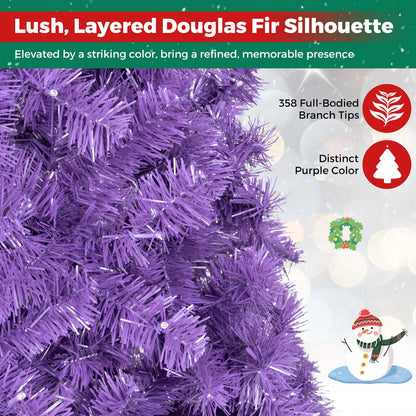 6 FT Pre-Lit Purple Christmas Tree with 500/250/140/750 Warm White LED Lights