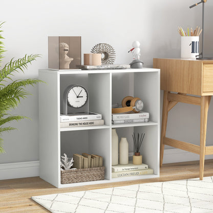 4 Cube Bookshelf with Back Guardrail for Living Room Bedroom