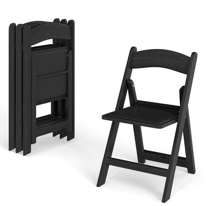 Resin Folding Chairs with Padded Seat - 4 Pack White