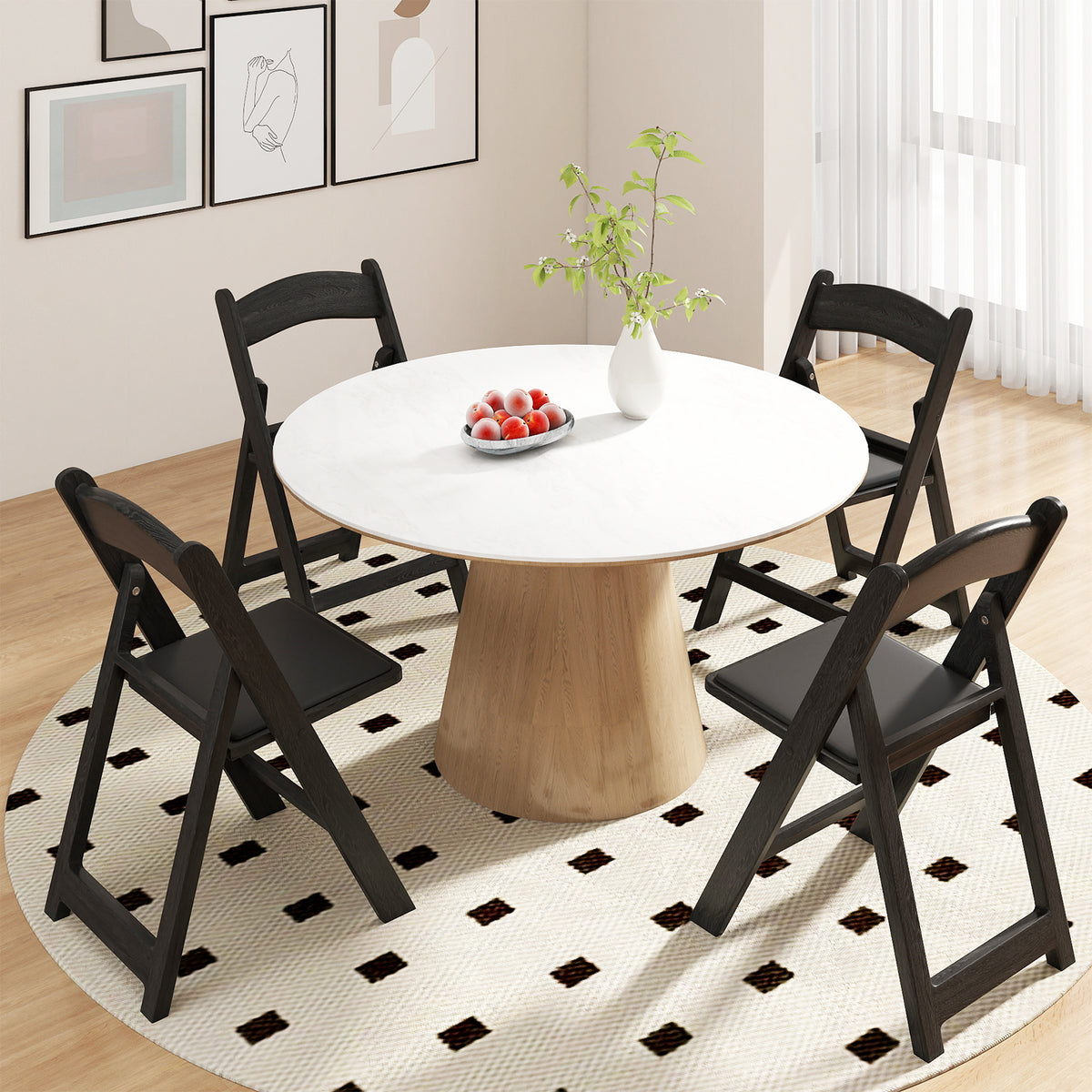 Resin Folding Chairs with Padded Seat - 4 Pack White