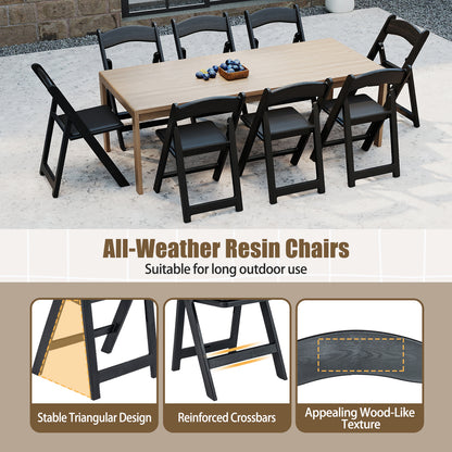 Resin Folding Chairs with Padded Seat - 4 Pack White