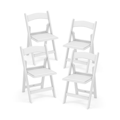 Resin Folding Chairs with Padded Seat - 4 Pack White