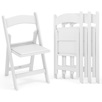 Resin Folding Chairs with Padded Seat - 4 Pack White