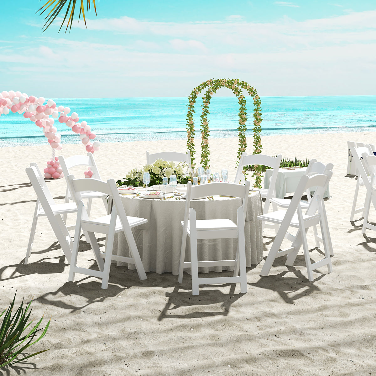 Resin Folding Chairs with Padded Seat - 4 Pack White