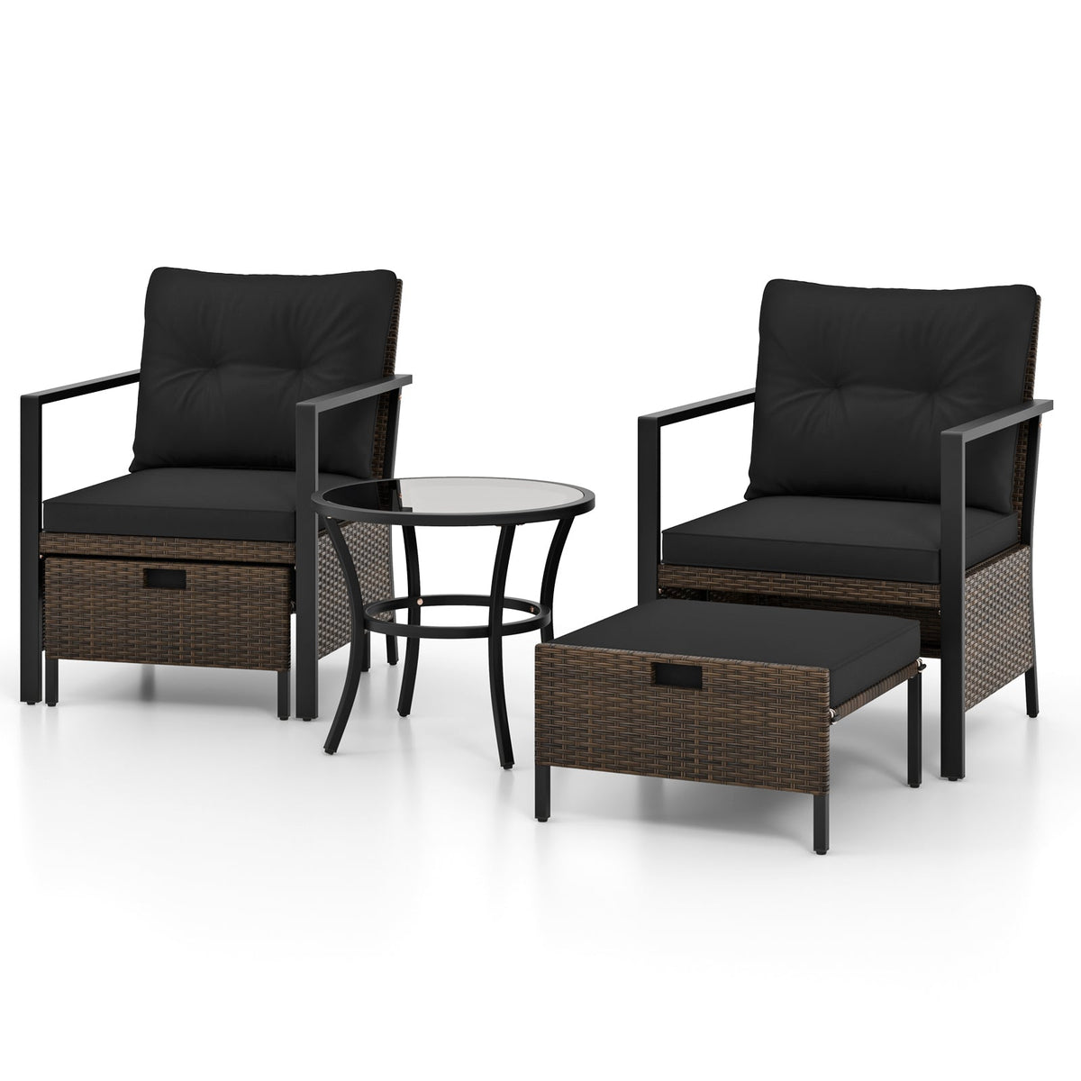 4 Piece Outdoor Furniture Set with Glass Topped Coffee Table