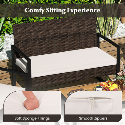 4-Piece Patio Conversation Set with Cushioned Seating & Coffee Table