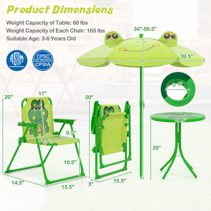 Kids Picnic Table Set with Folding Chairs and Umbrella