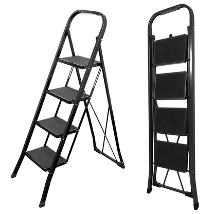 3 Step Ladder Folding Step Stool with Handrail and Wide Anti-Slip Pedals