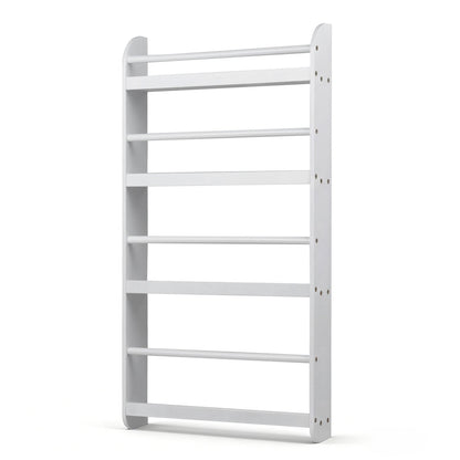 4-Tier Wall Mounted Bookshelf with Safety Rails