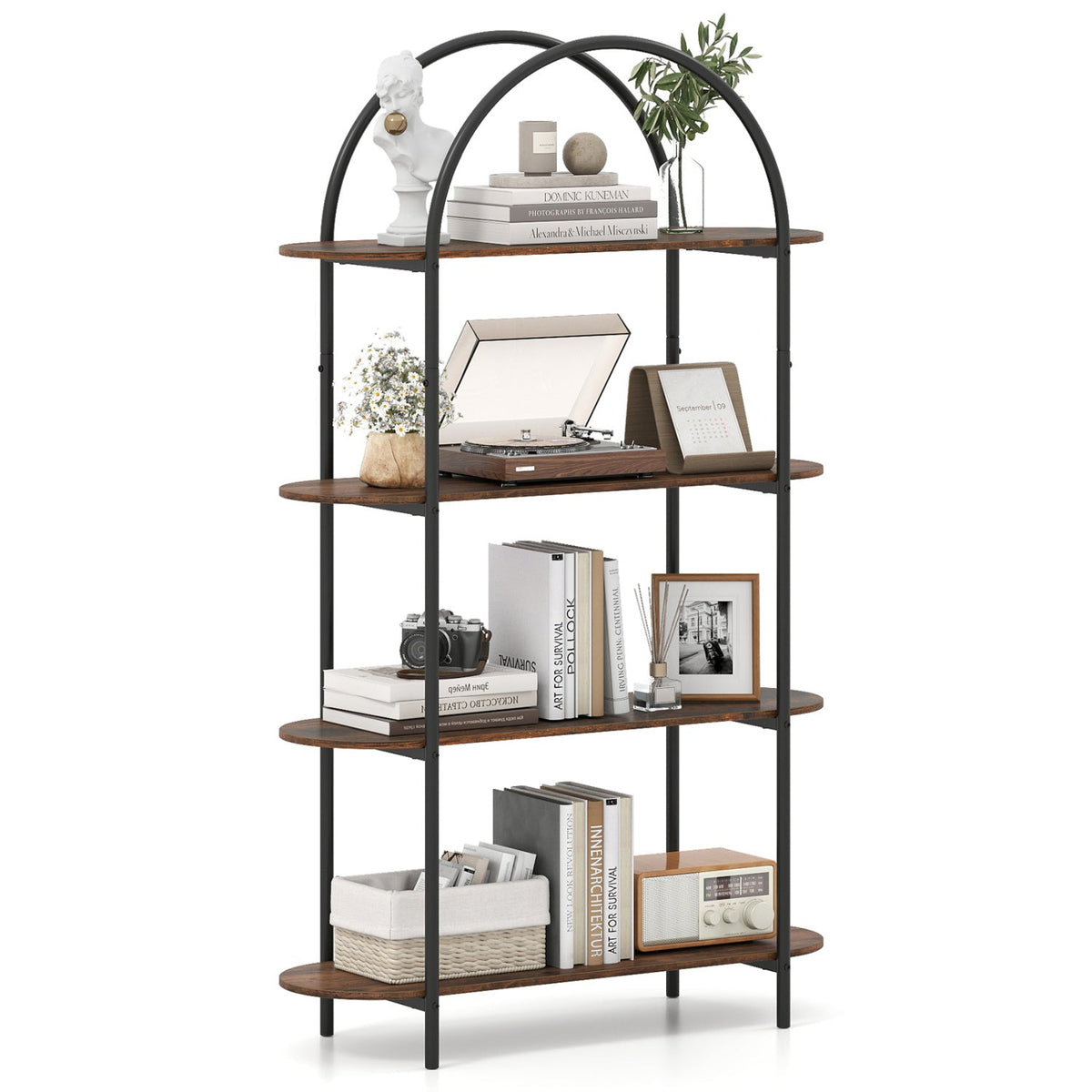 4-Tier Open Bookcase with Sturdy Metal Frame for Living Room