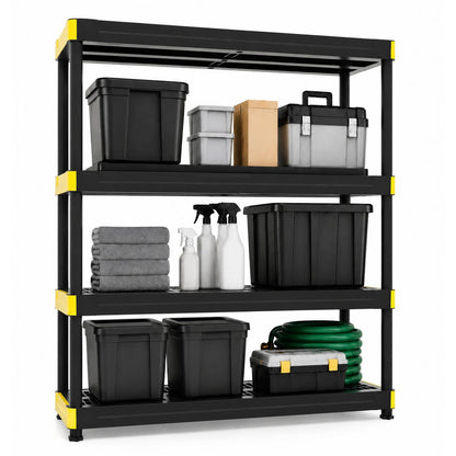 4-Tier Heavy-Duty Plastic Storage Shelf - 440 lbs Capacity