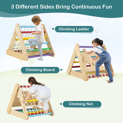 4 in 1 Triangle Climber Toy with Sliding Board and Climbing Net