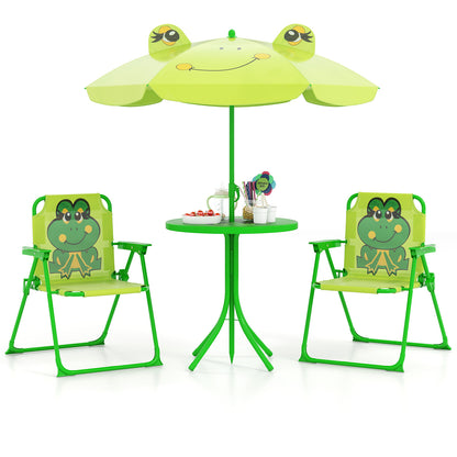 Kids Picnic Table Set with Folding Chairs and Umbrella