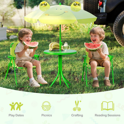 Kids Picnic Table Set with Folding Chairs and Umbrella