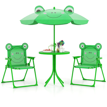 Kids Picnic Table Set with Folding Chairs and Umbrella