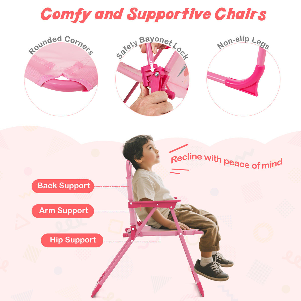 Kids Picnic Table Set with Folding Chairs and Umbrella