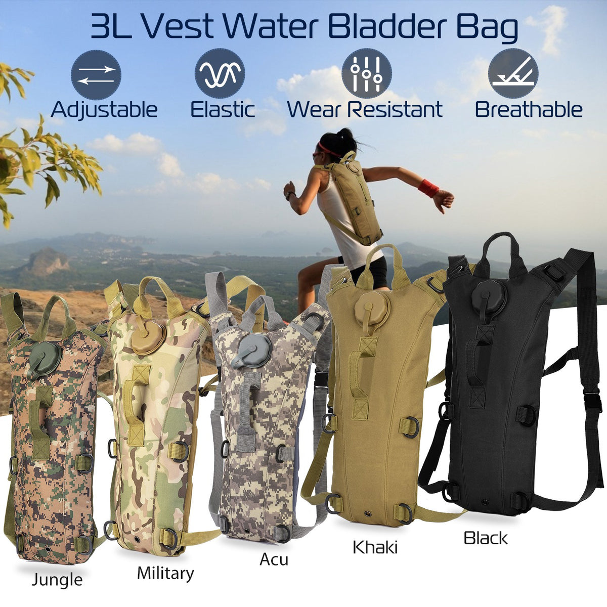 Tactical Hydration Pack with 3L Water Bladder