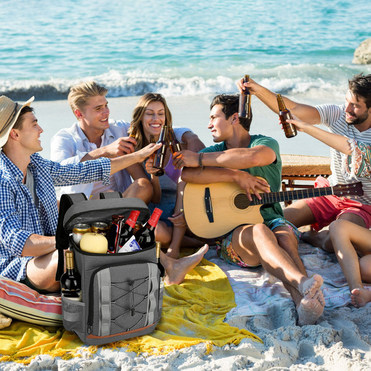 Insulated Cooler Backpack 36 Can Leakproof with Bottle Opener