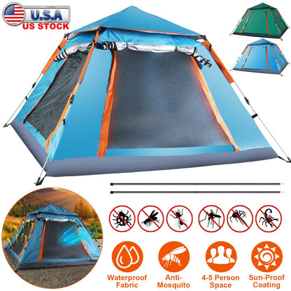 4-5 Person Camping Tent with Mosquito Net Windows