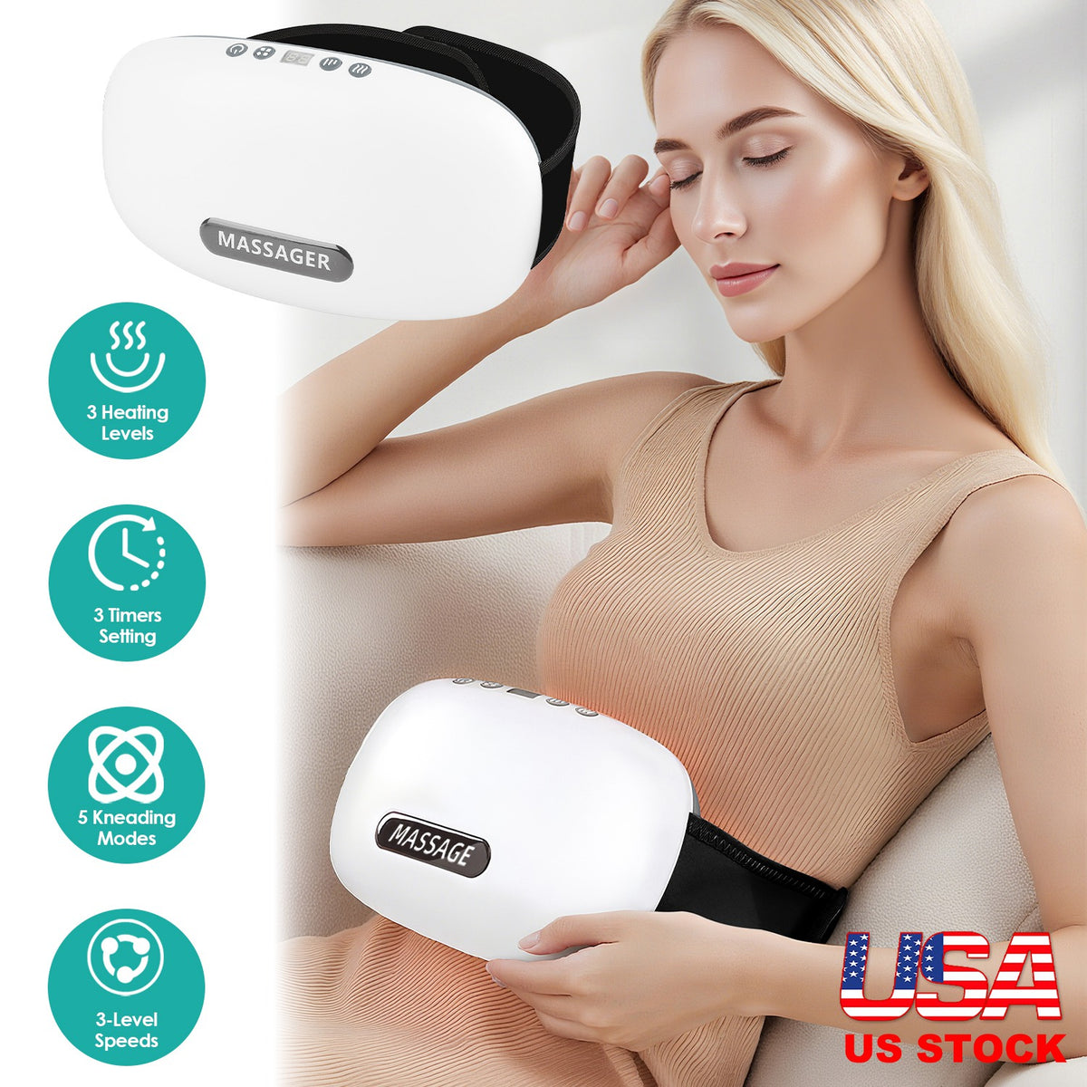 Abdominal Massager with Bian Stone, Red Light & Heat Therapy