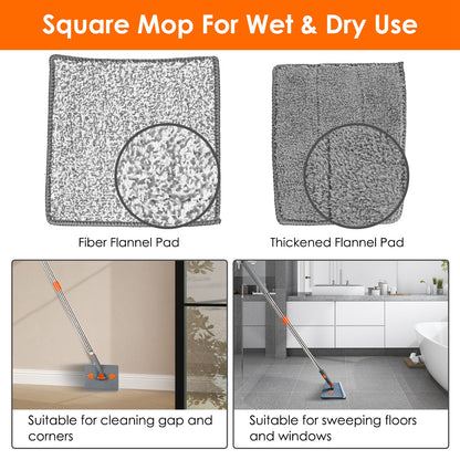 Baseboard Cleaner Mop with Extendable Handle & 8 Reusable Pads