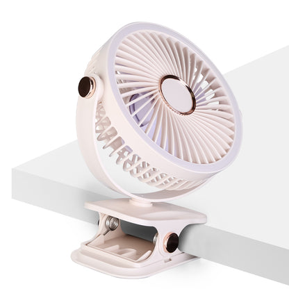 Clip-On Fan with 5 Speeds, LED Light & 720° Rotation
