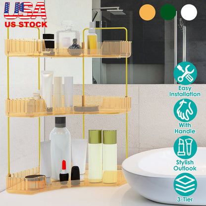 Bathroom Countertop Organizer 3 Tier Corner Makeup Storage Shelf Vanity Cosmetic Perfume Tray Clear Corner Rack for Bedroom Bathroom Kitchen