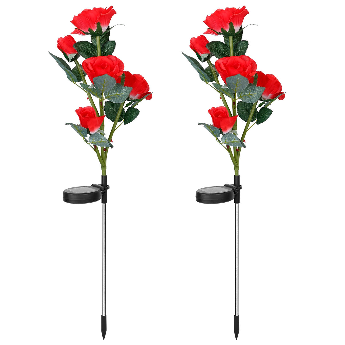 Solar Rose Flower Stake Lights - 2 Pack Outdoor Garden Decor