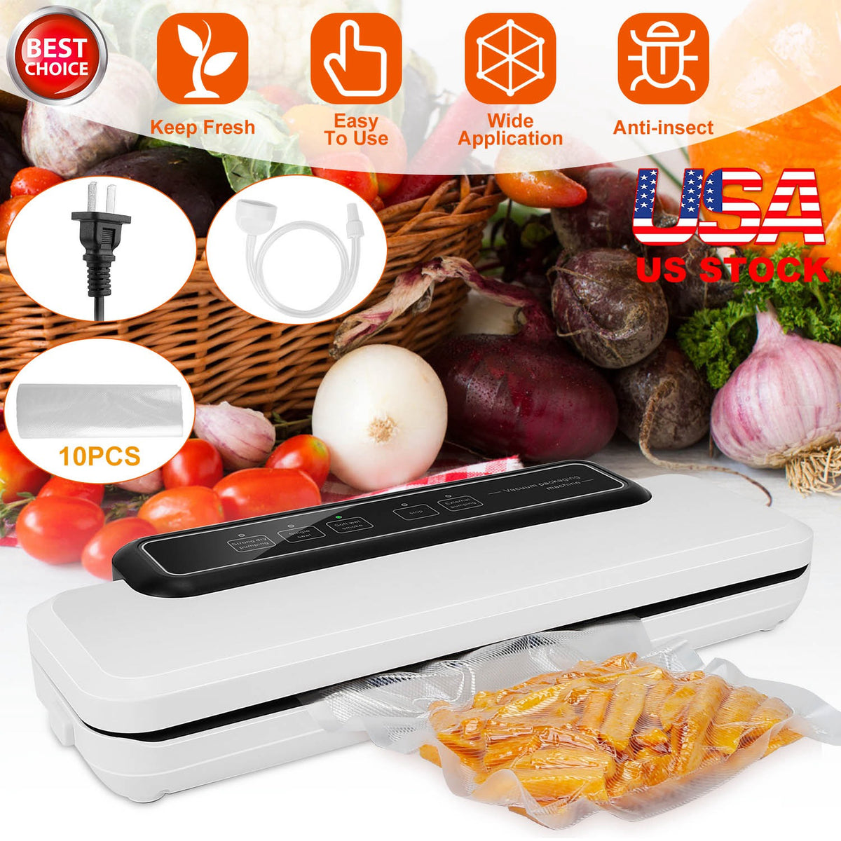 Electric Vacuum Sealer Machine with 10 Bags
