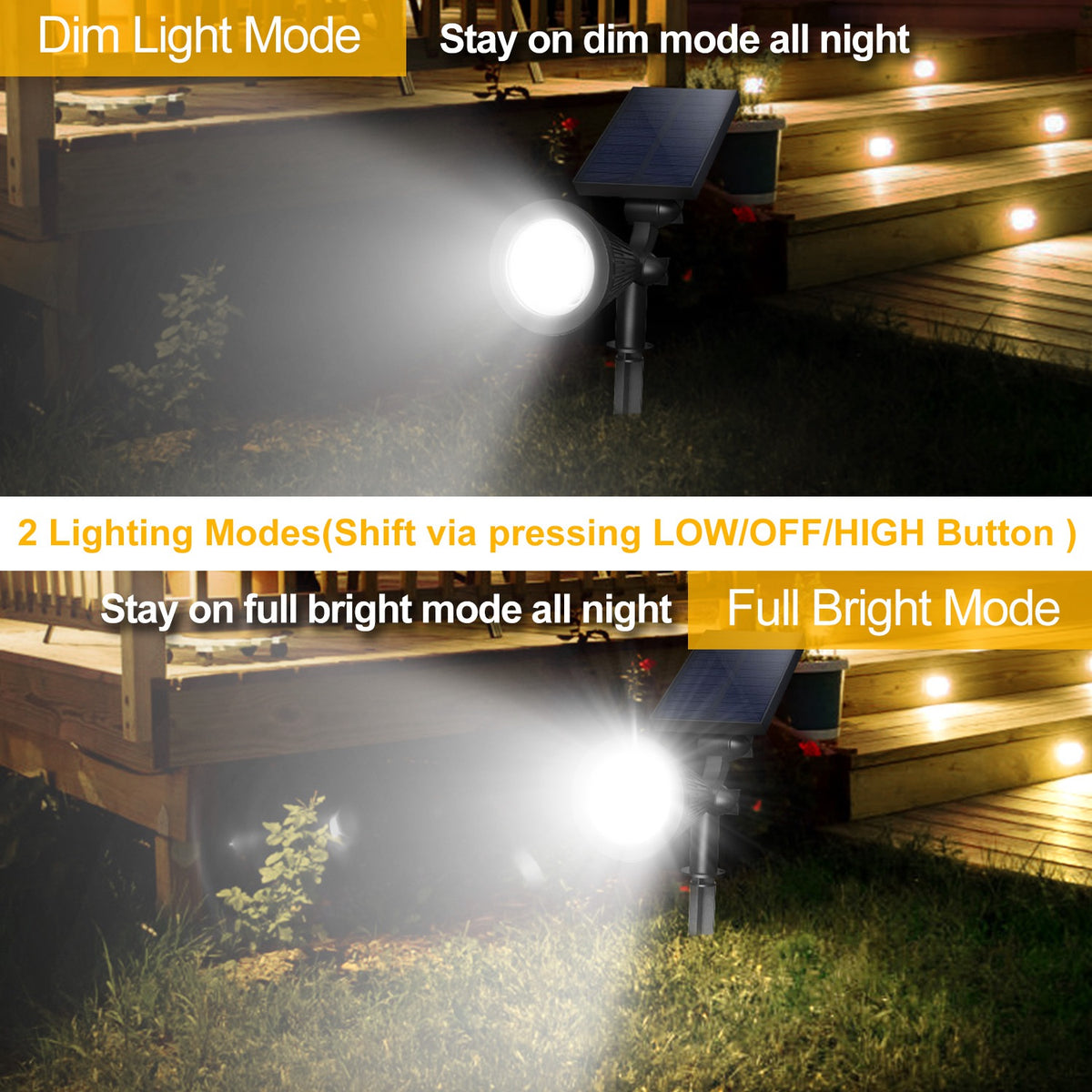 Solar Spotlight Outdoor 2-Pack with Dusk to Dawn Sensor