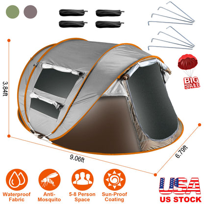 Pop Up Tent 5-8 Person Instant Setup Waterproof Camping Tent