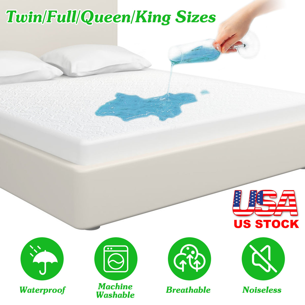 Waterproof Mattress Protector Full Size Cotton Breathable