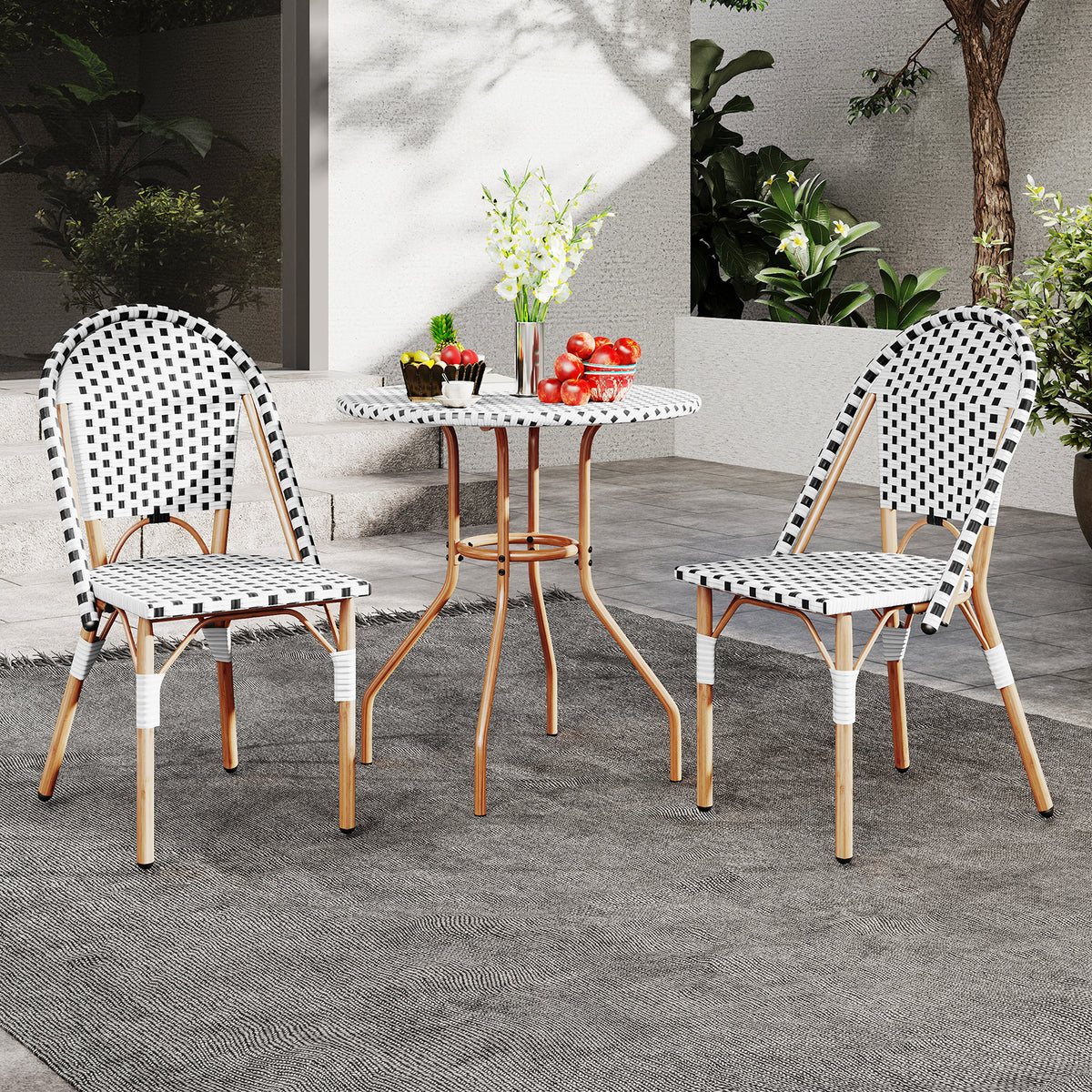 3-Piece Bistro Patio Dining Set with Round Table & 2 Chairs