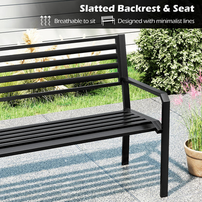 50-Inch Metal Park Bench for Outdoor Patio - Seats 2-3