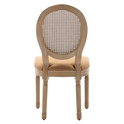 French Oval Rattan Back Dining Chairs Set of 2 - Solid Wood