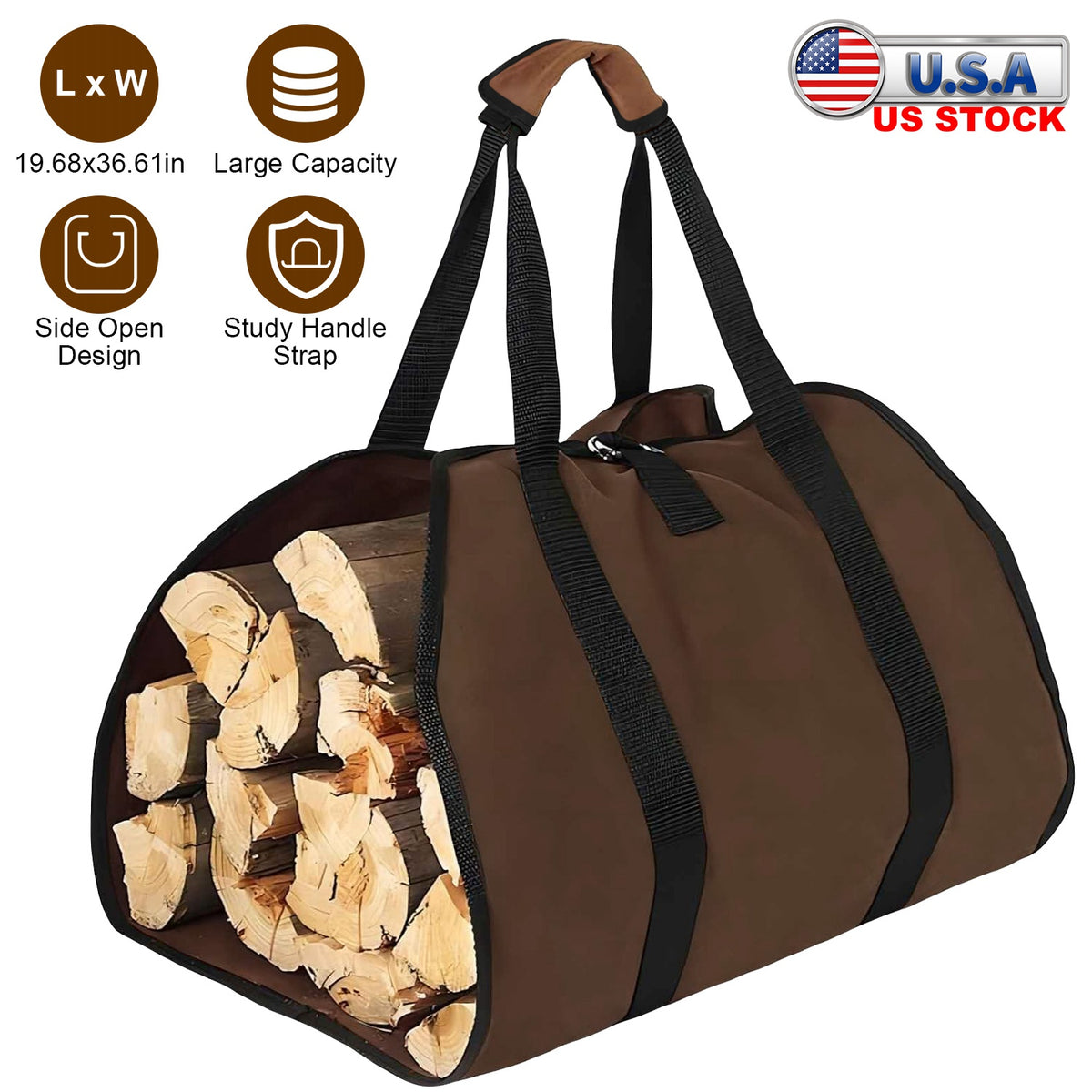 Firewood Carrier Bag with Handles - Durable Log Holder