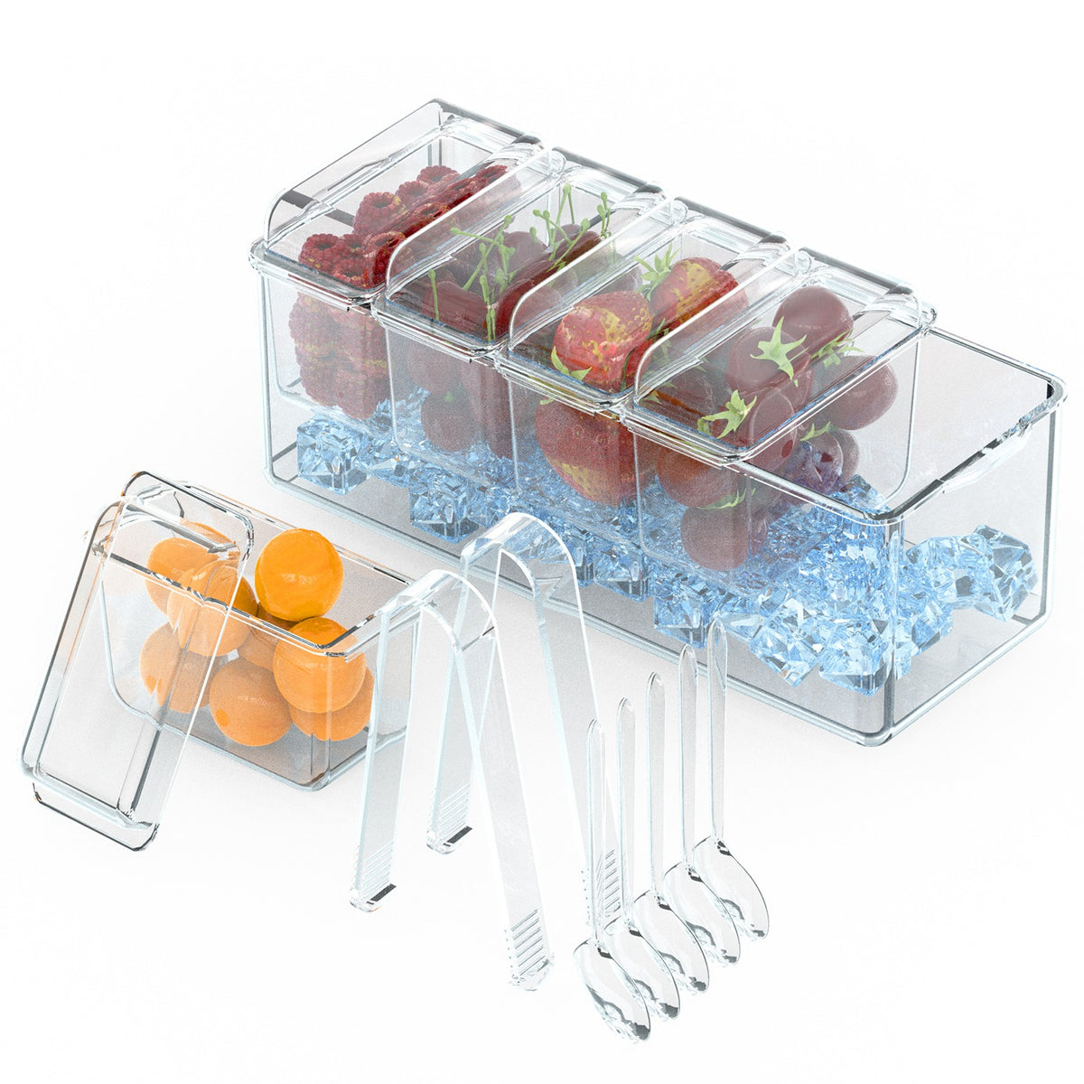 Ice Chilled Condiment Caddy with 5 Containers & Lids