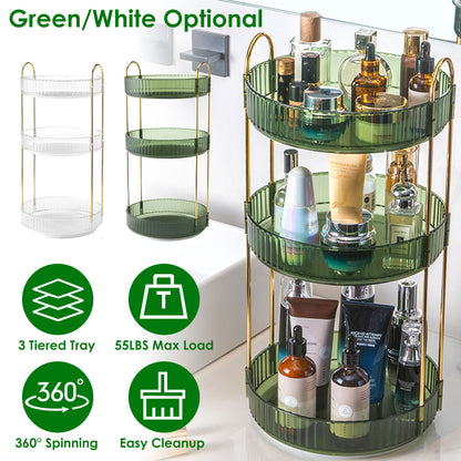 3-Tier Rotating Makeup Organizer with 360° Spin