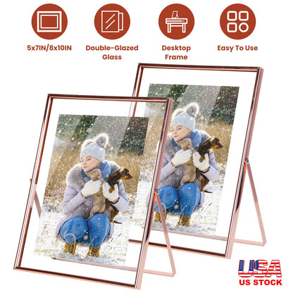 Rose Gold Metal Picture Frame Set 5x7 & 8x10 Vertical